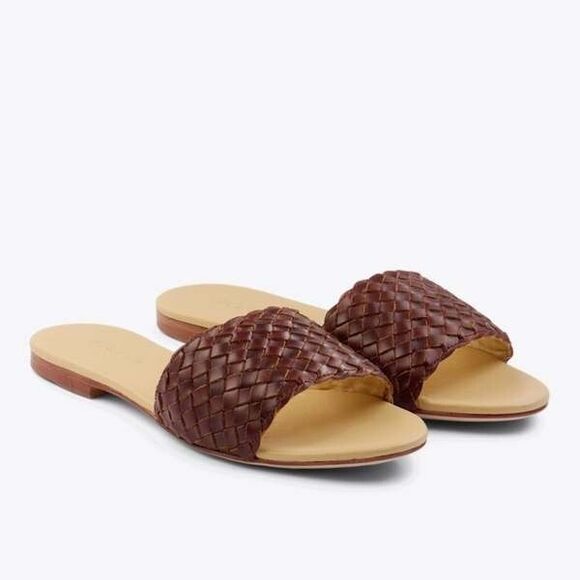 Nisolo ISLA Slide‎ Sandal Desert BRANDY Woven Leather Women's - Picture 1 of 9